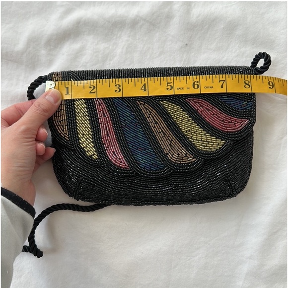 Vintage beaded mini bag, OS, black, red, bronze, gold, multi - Picture 5 of 11